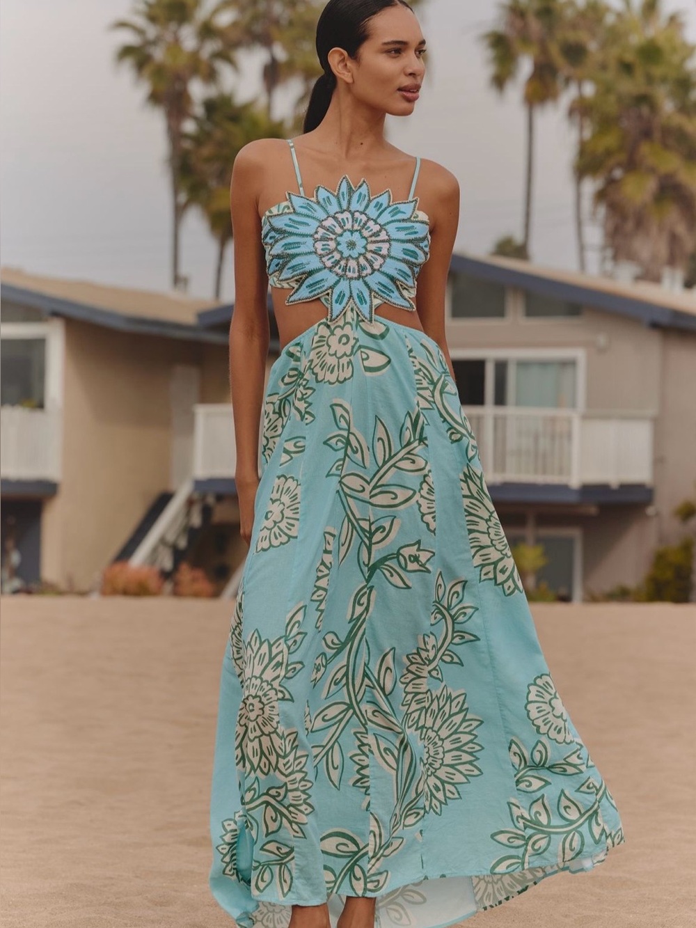 Anthropologie Maaji Owen Linen Cutout Maxi Dress
